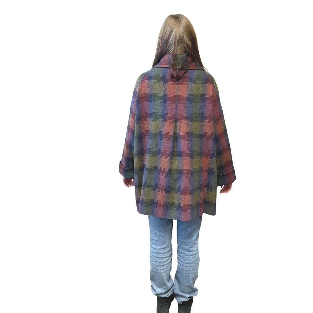 Vintage Triona Design Ireland Multicolor Donegal Tweed Plaid Wool Coat - Picture 5 of 13